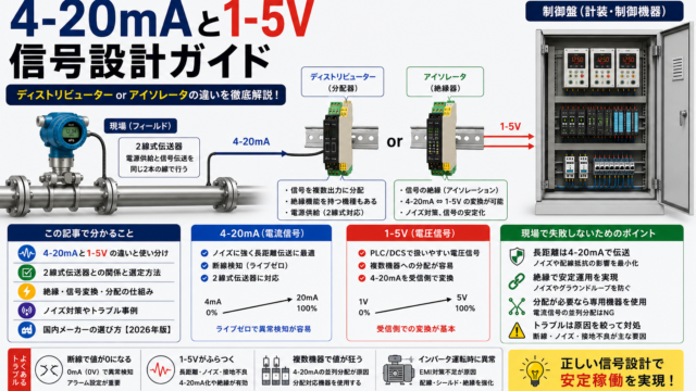 現場で失敗しない信号設計ガイド｜4‑20mAと1‑5Vの違い・分配器と絶縁器の選び方